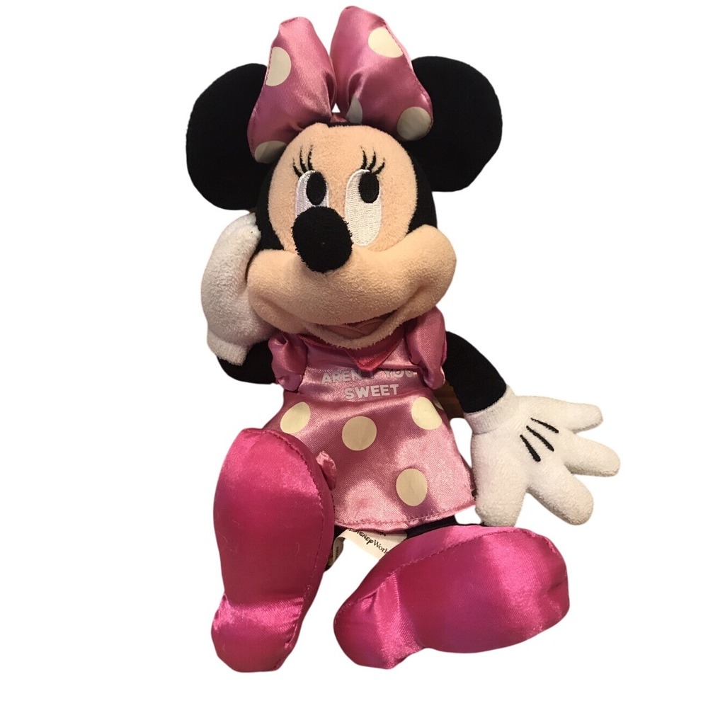 Minnie Mouse‎ Plush Pink Dress Polka Dots accents Disney 10"